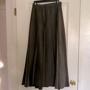 COPY - Floor length polyester suede skirt, moss green
